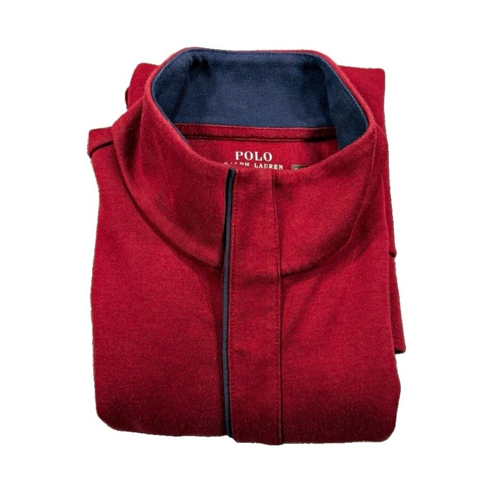 Polo Ralph Lauren Double Knit Quarter Snap Pullover Burgundy Mens L